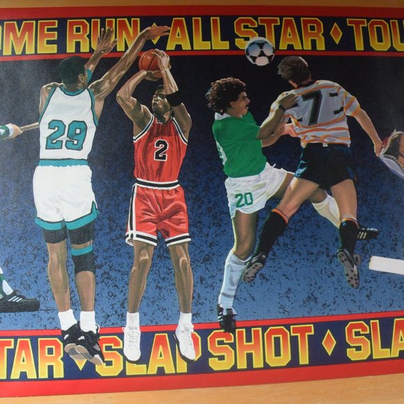 2 Rolls Vintage Sports-Themed Wallpaper Border - Picture 1 of 8